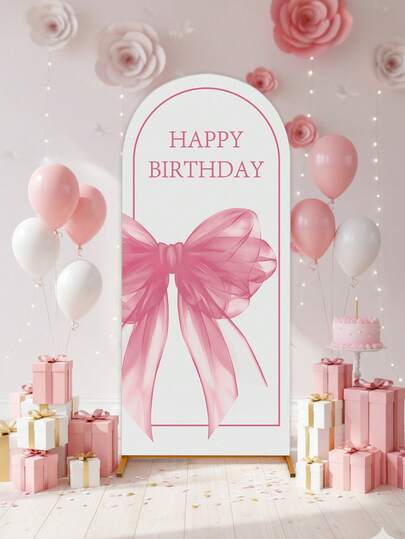 1 stuk roze strik polyester achtergrond (standaard niet inbegrepen), roze strik boog achtergrondgordijn, achtergronddoek, roze strik verjaardagsfeestdecoratie, achtergrond, kan gecombineerd worden met ballonnen voor decoratie, roze verjaardagsdecoratie, babyshower feestartikelen, feestartikelen voor de feestdagen, strik verjaardagsdecoratie, bruiloftsdecoratie, huisdecoratie