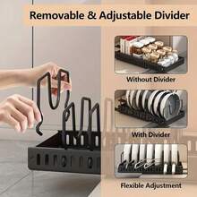 1 Pc Expandable Multipurpose Pot Storage Rack With Adjustable Dividers For Cabinet Pot Rack, Kitchen Cabinet Pots And Pans Organizer, Home Kitchen Accessories