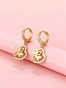 5Pairs Fashion Sweet Stainless Steel Earrings For Girls Heart Butterflies Flowers Mix Style Daily Matching Party Travel Friends Gifts Accessories