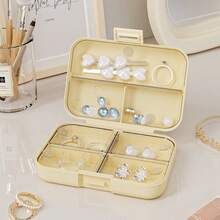 1pc Minimalist Travel Jewelry Storage Box, Compact Organizer For Rings, Earrings, Necklaces, Studs