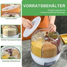 Weißer Reisspender mit Fächern, Vorratsbehälter für Getreide und Hülsenfrüchte, 6 kg Kapazität, aus PP/PET, feuchtigkeits- und insektenfest,27 x 27 x 27 cm - Weiss - Übersicht 6