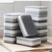 2025 Nuevo limpiador de esponja reutilizable gris y blanco, herramienta de fuerte fregado para la limpieza de la cocina