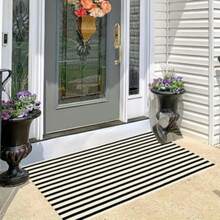 1pc Classic Striped Welcome Door Mat, Modern Minimalist Style, Super Soft Microfiber Absorbent Quick Drying Carpet, Christmas Gift, Easy To Clean, Absorbent Anti Slip Mat, Machine Washable Outdoor Carpet, Suitable For Use In Hallways, Living Rooms, Bedrooms, Kitchens. - 40*60 - View 7