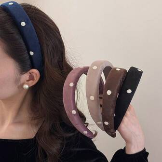 2025 Vintage Polka Dot Embroidered Headband For Women, Stylish Hairband For Daily Wear Hair Hoop