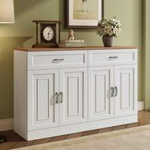 Sideboard With Shelves, Sideboard With Bumper, Natural Wood Grain - 1 - View 9