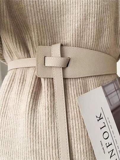 1pc Women's Adjustable Lychee Texture Casual Skinny Belt, Suitable For Summer Outings