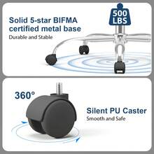 Heavy Duty Ergonomic Executive Chair With Padded Arms , Big And Tall Computer Chair With Adjustable Headrest, 360°Swivel Free,Easy To Assemble - Xám - Xem 7