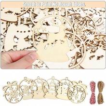 Wooden Slices Cutouts, 30 Pcs Wood Tree Ornaments  Crafts Wooden Tags Painting Decorations - 30 件聖誕節 - 查看 7