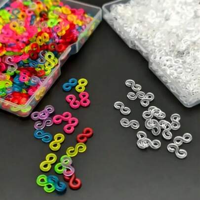 500pcs Acrylic Connectors Charms S Clips Loom Rubber Band Clips Plastic Jewelry Connectors For DIY Bracelet Making