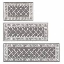 Pauwer Kitchen Mats For Floor 3 Piece Set Boho Non Slip Kitchen Rugs Washable Farmhouse Kitchen Floor Mats Thick Long Kitchen Throw Area Rug Carpet Runner For Hallway Entryway Laundry Bathroom - 灰色 - 查看 8