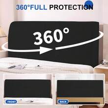 YSTYLE 床頭板套，雙人/單人床彈性床頭板套，可洗雙人床床頭板套，床頭板套，床頭板套 - 黑色 - 查看 5