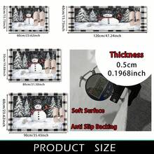 1 pièce Paillasson en TPR imitation laine avec imprimé sapin de Noël et bonhomme de neige, tapis de salle de bain, tapis de cuisine, tapis de buanderie, décoration de fête, décoration de maison, décoration de mariage, décoration de salle à manger