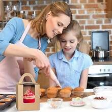 100 Cajas para Postres,Cajas de Pan Con na, Con Asa de Ransporte Cajas para Cupcakes,Domos para Reposteria,Cajas para Dulces, Adecuado para Panaderías, Recuerdos de Fiestas,Regalo de Cumplea?os - negro - Ver 7