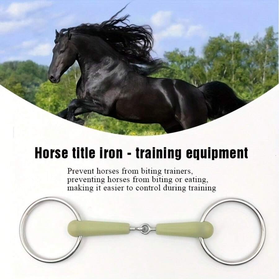 1pc Stainless Steel Apple Flavored Bit, Rubber Coated Stainless Steel Apple Flavored Horse Bit, Apple Flavored Metal Bit, Equestrian Supplies, O-Ring Bit