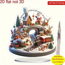 Décoration de village de Noël en acrylique bohème - Ornement de table polyvalent pour la maison, le café, le bureau et la chambre à coucher