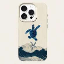 1pc TPU Material Vintage Jellyfish & Sea Turtle Wave Pattern Phone Case Compatible With Applnmi Phones - 款式2(1pc) - 查看 5
