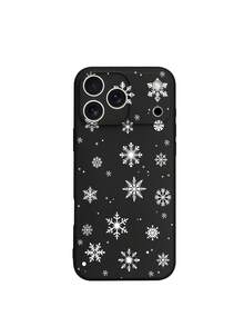 1 Piece Snowflake Floating Anti-Fall Anti-Skid Black Phone Case Protective Cover, Suitable For IPhone 17/17 Air/7 Pro/7 Pro Max, Galaxy A04/A05s/A13/A14/A15/A16/A34A5/A36/A52/A53/A54/A55/A56/S21/S22/S2S24/S25/S25 Ultra/ 6A/7A/8A/9/10 Pro X/Moto86/G85 And Other Models, Suitable As A Gift For Friends And Family