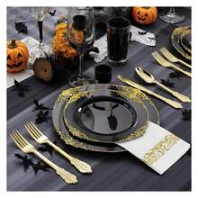 Black Plastic Plates Disposable - 175pcs Party Supplies For 25 Guests - 如圖/K - 查看 2