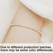 1 件/2 件银色/金色/彩色/玫瑰金水钻锆石锌合金手链，奢华简约全铺锆石手链，精致时尚珠宝配饰适合女性日常佩戴