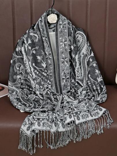 وشاح نسائي بطبعة البيزلي، باشمينا بوهيمي، مناسب للحياة اليومية والاحتفالات