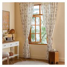 Rose Floral Curtains 84 Inch - Semi Sheer Bohemian Drapes For Bedroom, Aesthetic Rod Pocket Window Treatments, 2 Panels - Boho Living Room Decor - 多色178 - 查看 3