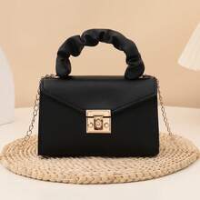 Soft Faux Fur Chain Strap Crossbody Bag, Casual Street Shopping Fuzzy Wristlet Handbag, Autumn/Winter - Black - View 8