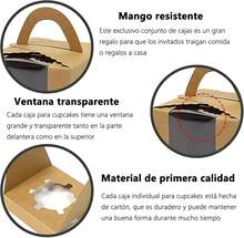100 Cajas para Postres,Cajas de Pan Con na, Con Asa de Ransporte Cajas para Cupcakes,Domos para Reposteria,Cajas para Dulces, Adecuado para Panaderías, Recuerdos de Fiestas,Regalo de Cumplea?os - negro - Ver 3