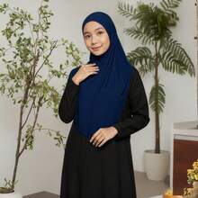 New 1pc Basics Elastic Hijab Round Edge Shawls Arabic Headscarf Plain Soft Long Easy Use Instant Hijab Girl For Festival Daily Life - Multicolor - View 19