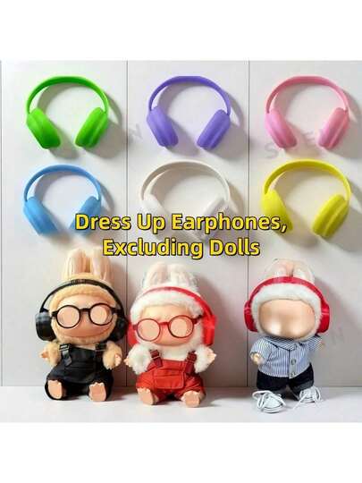 适用于 6.69 英寸娃娃耳机、眼镜和鞋子，兼容多种颜色，时尚的玩耍和收藏配件，俏皮的设计，耐用的塑料