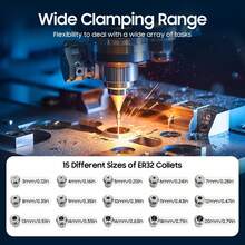Milling Lathe ER Collet MT3-ER32 Chuck Set 3-20mm Range Morse Chuck Holder Precision MT3 Shank Spanner ER32 Chuck With 15Pcs Collet 3-20mm Set For Milling - Steel - View 2