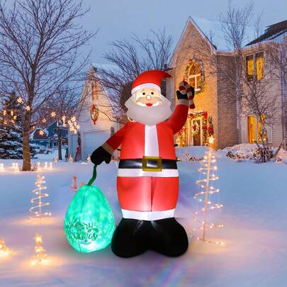 1.8m Inflable De Navidad Papá Noel Con Bolsa De Regalo Led Y Música ,Enorme Papá Noel inflables de Navidad de para decoración al aire libre para patio