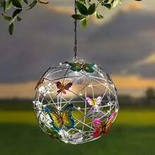 1 Piece Colorful Butterfly Solar Globe Light Outdoor Patio Garden Decorative Hanging Tree Lights Holiday Mood Lighting - ánh sáng trắng - Xem 1