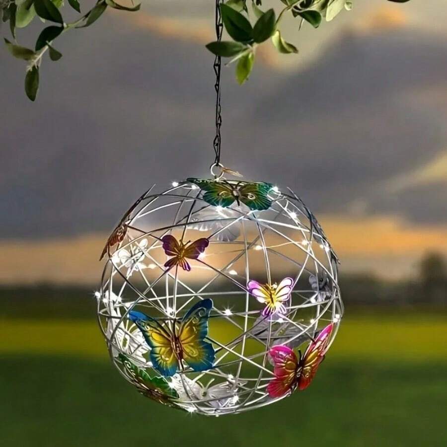 1 Piece Colorful Butterfly Solar Globe Light Outdoor Patio Garden Decorative Hanging Tree Lights Holiday Mood Lighting - ánh sáng trắng - Xem 1