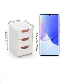 1pc 3-Tier White Drawer Style Storage Box, Space-Saving Multifunctional Office Supplies, Durable PP Material, Snack Toy Jewelry Cosmetic Organizer Box, Desktop Storage Box, Suitable For Office Desk, Study, School, Perfect Christmas/Halloween Gift