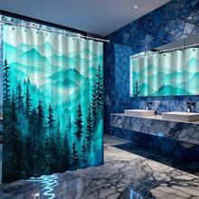 Dark Teal Forest Shower Curtain Teal Blue Turquoise Shower Curtains For Bathroom, Waterproof Polyester Fabric With Hooks,60''W X 72''L{"Color_name":"Teal","Size_name":"60\"Wx72\"L(Packof1)"} - 多色20 - 查看 3