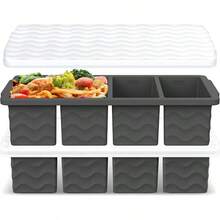 Silicone Freezer Molds Soup With Lid U2013 1 - Cup Soup Container Style Cube Trays Freezer, Meal Prep Food Storage, Freeze 250mL125mL Portions U2013 2 Pack - Xám đậm - Xem 2