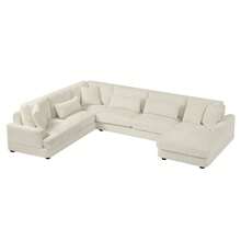 Modern Style U-Shaped 129-Inch Oversized Modular Sofa, Terry Fabric, With Reclining Seat, Durable, Comfortable Design, Simple And Elegant, Suitable For Living Room,Beige - Beige - View 12