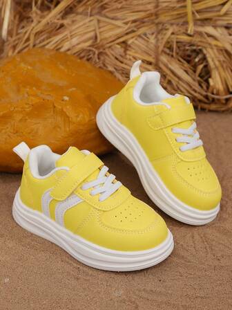 1 Pair Children's Casual Sports Shoes, New Autumn Girls' Soft Bottom White Shoes, Toddler Fashion Hook & Loop Non-Slip Flat Shoes, Girls' Daily Casual Outdoor Tennis Shoes, Boys' Outdoor Running Shoes