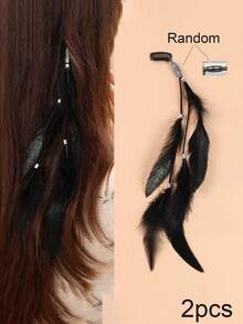 1pc Retro Artificial Feather Decorative Tassel Hairpin Bohemian Feather Fashionable Hairpin Retro Metal Hairpin Suitable For Women'S Daily Wear, Travel And Party Wear, Claw Clips, Hair Claws, Hair Slide, Hair Barrettes