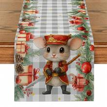 1/4pcs/10pcs Christmas Mouse Plaid Red Berry Decor Table Runner & Placemat Set, Holiday Table Decor Fabric Flags, Home Decor, Gifts, Table Flags & Placemats Suitable For Indoor & Outdoor Celebrations, Seasonal Party Supplies, Kitchen Dining Table Decor, Party Table Decor, Home Room Decor Table Flags, Restaurant Decor Tablecloth