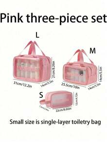 1 pièce Sac de toilette noir en PU à séparation sèche et humide, transparent et imperméable, à double couche, grande capacité, multifonction, sac de rangement pour le maquillage, sac de sport et de natation portable pour hommes et femmes