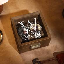 1pc Personalized Vintage Watch Storage Box, Groom's Gift, Men's Customized Watch Box, Men's Accessory Storage Box, Large Capacity Optional -2/3/10/11 Compartments, Personalized Men's Valentine's Day, Father's Day, Christmas, Birthday Gift, Husband's Anniversary Gift, Boyfriend, Graduation Gift,Elegant Living,Artful Living - Multicolor - View 2