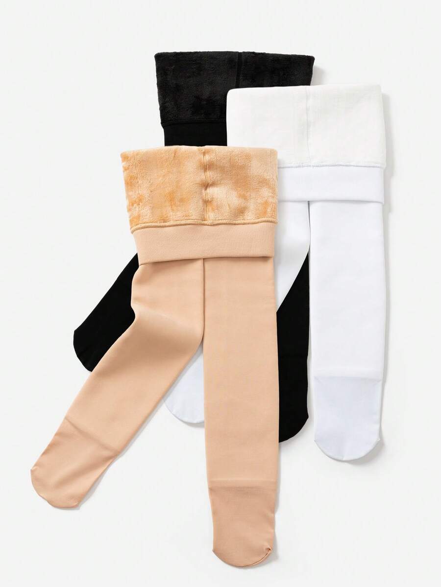 3 件/包女童/幼儿保暖内衬紧身裤，经典休闲保暖紧身裤，柔软舒适，适合秋冬日常穿着或节日礼物