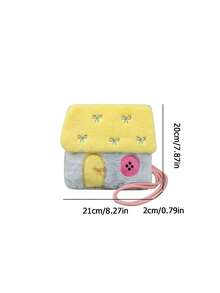 1 Piece Cute Sweet Cartoon House Bag Contrast Color Plush Girl Chest Bag Cartoon Embroidery Decoration Children's Coin Purse Versatile Large Capacity Casual Bag Daily Storage Bag Suitable For Out Play And Holiday Activities Gifts For Daughter For Students Teenagers Girls