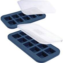 2 Tbsp. Silicone Freezer Molds - Storing Garlic, Herbs, Ginger, Pesto, Tomato Paste, Lemon, Purees And More - Silicone Food Freezer Tray - Aqua U2013 2 - Pack - 2 件裝 + 藍莓 - 查看 1