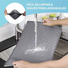 Tapete para Perro Comida, Tapete para Perro Comida, Alfombrilla Antideslizante de Silicona para Comida de Gatos y Perros, Impermeable, A Prueba de Salpicaduras, Fácil de Limpiar, 47 x 30 (Gris) - 1 - Ver 7