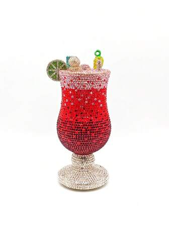 ¡Nuevo diseño! Bolso de noche de mujer de lujo con cristal de martini rojo, bolso de mano con diamantes, bolso de novia con strass para fiesta de boda, cartera de mujer