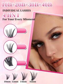 640pcs Mixed Cluster False Eyelashes DIY Set, Natural Nude Makeup Lashes, Fine Stem Lightweight Non-Clumping, Beginner Friendly Easy To Apply, Long-Lasting Pigment Non-Smudging, Suitable For Daily Commute/Makeup Looks, Includes Lash Glue, Remover And Tweezers (Small Flower 10D+20D+30D+40D) - Multicolor - View 7