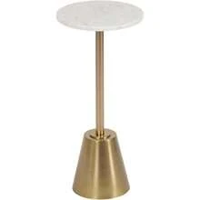 Tira Elegant Round Drink Table, 10 X 22, White Marble And Gold, Modern Glam Circle Martini Table For Use As A Small Bedroom Nightstand Or Living Room Plant Stand Option - mặc định - Xem 1
