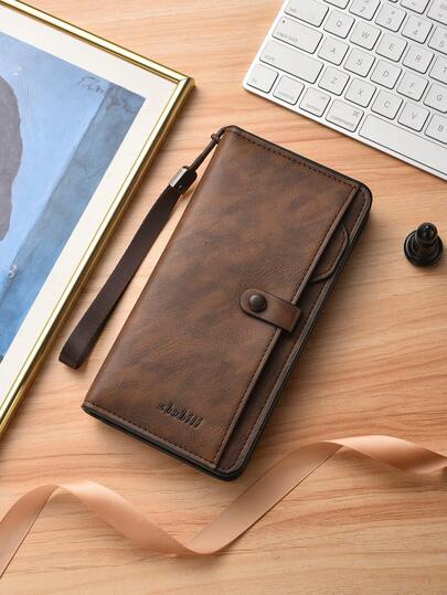 SHABILI 新款时尚商务休闲男士手拿包，大容量多卡位钱包，PU皮革大钞位，复古新年礼物/情人节礼物